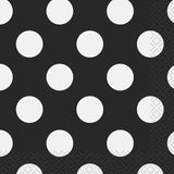 Load image into Gallery viewer, 16 Pack Midnight Black Dots Beverage Napkins - 25cm

