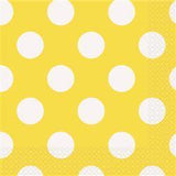 Load image into Gallery viewer, 16 Pack Sunflower Yellow Polka Dot Luncheon Napkins - 33cm x 33cm - The Base Warehouse
