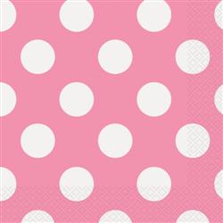 16 Pack Hot Pink Polka Dot Luncheon Napkins - 33cm x 33cm