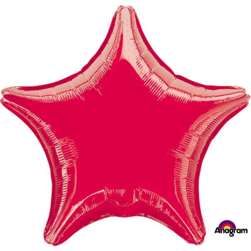 Metallic Red Star Foil Balloon - 45cm - The Base Warehouse