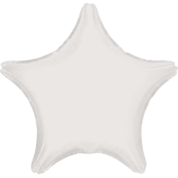 Metallic White Star Foil Balloon - 45cm
