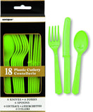Load image into Gallery viewer, 18 Pack Lime Green Assorted Cutlery - 6 Knives 6 Forks 6 Spoons - The Base Warehouse
