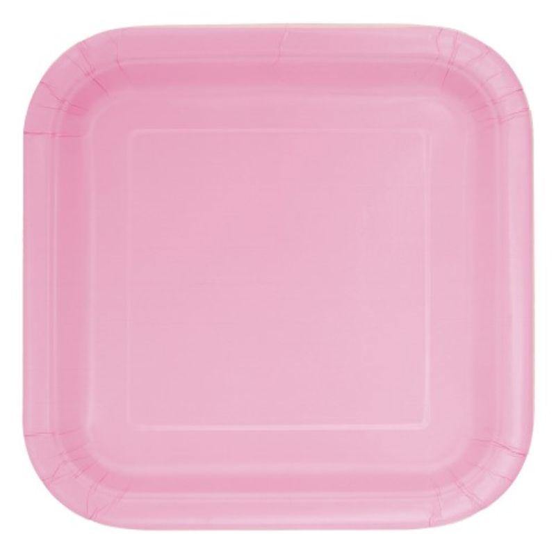 14 Pack Lovely Pink Square Paper Plates - 23cm