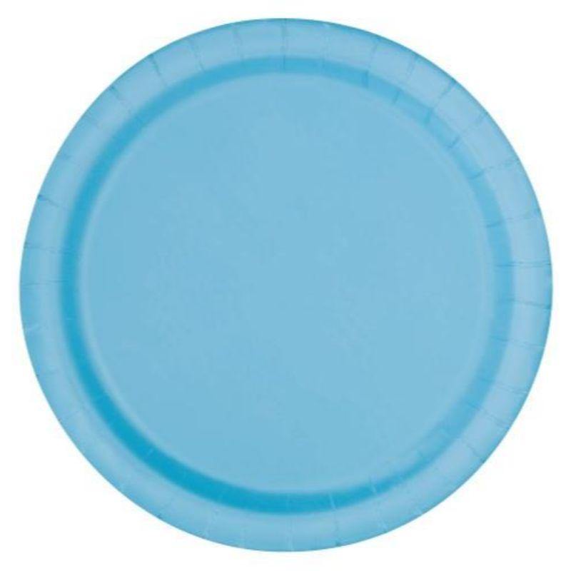 16 Pack Powder Blue Paper Plates - 23cm - The Base Warehouse