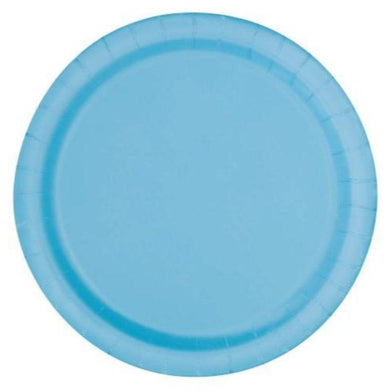 16 Pack Powder Blue Paper Plates - 23cm - The Base Warehouse