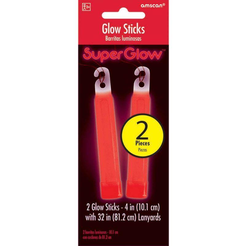 2 Pack Red Glow Sticks - 10cm - The Base Warehouse