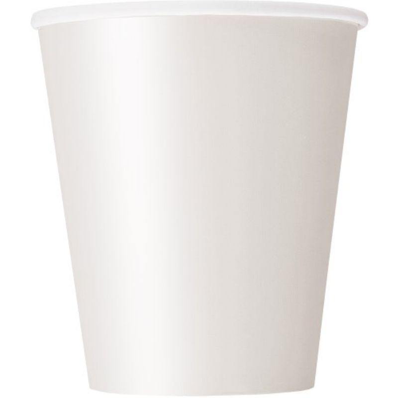 8 Pack Bright White Paper Cups - 270ml