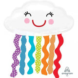 Load image into Gallery viewer, Rainbow Smiling Cloud Foil Balloon - 76cm x 45cm - The Base Warehouse
