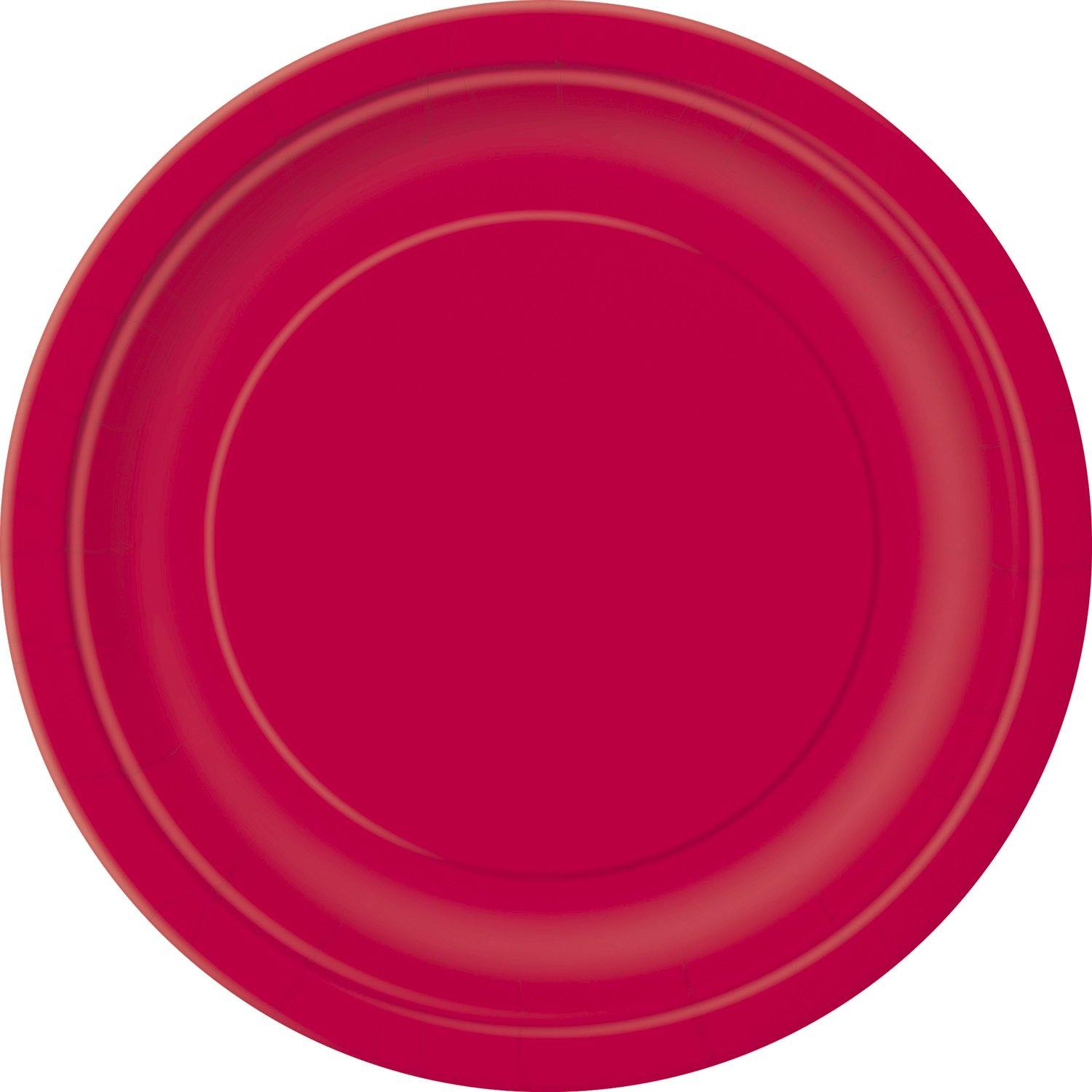 8 Pack Ruby Red Paper Plates - 23cm