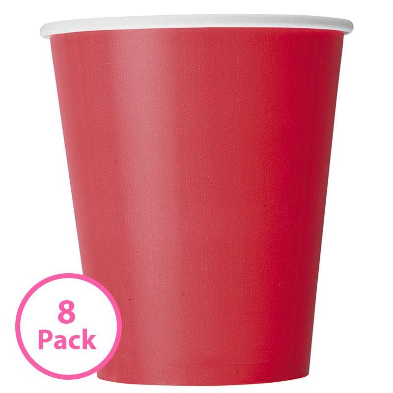 8 Pack Ruby Red Paper Cups - 270ml - The Base Warehouse