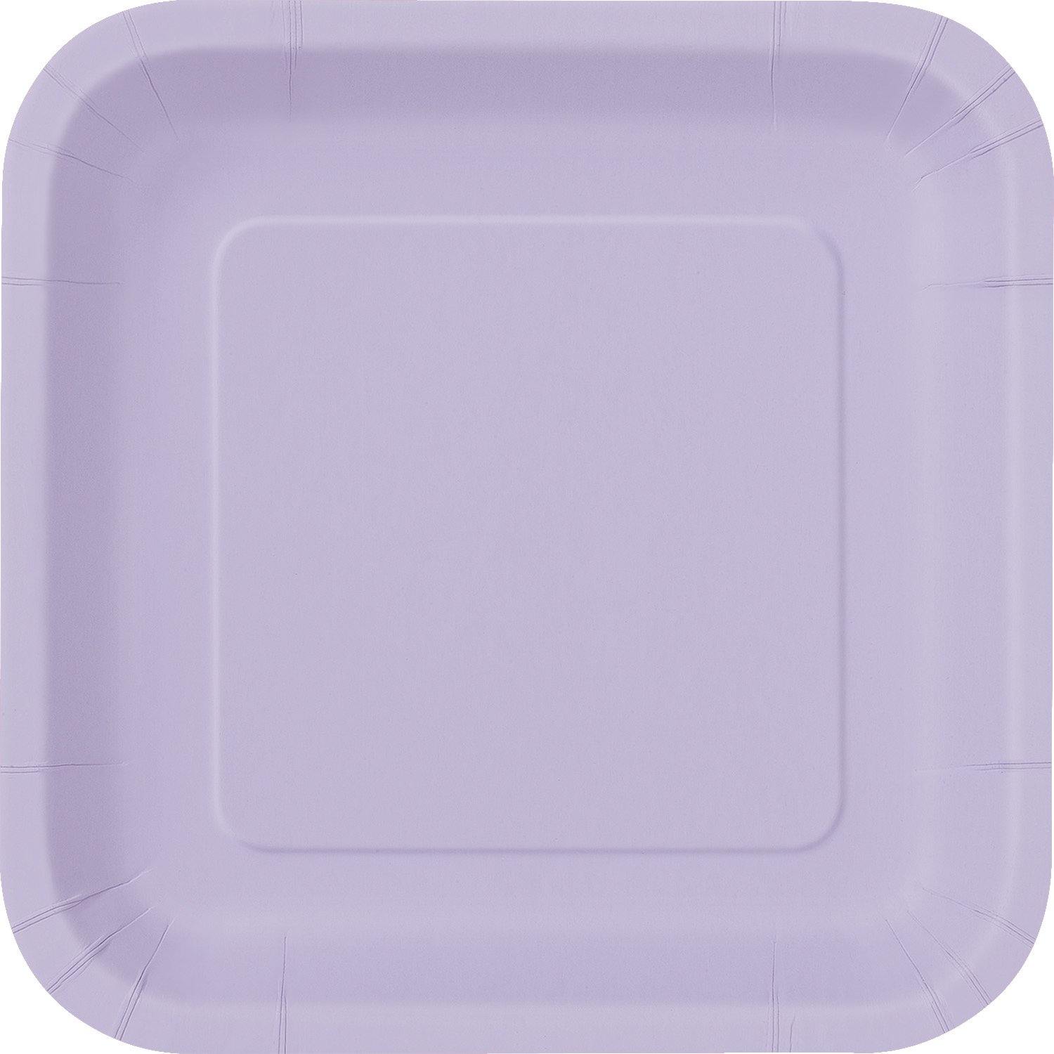14 Pack Lavender Square Paper Plates - 23cm - The Base Warehouse