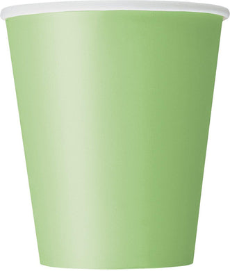 8 Pack Lime Green Paper Cups - 270ml - The Base Warehouse
