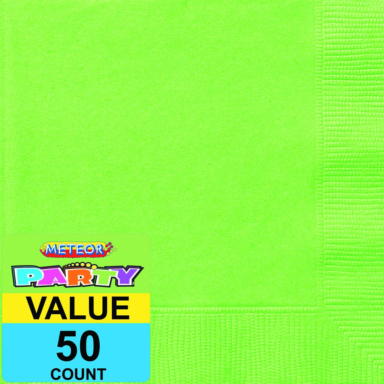 50 Pack Lime Green Beverage Napkins - 25.4cm x 25.4cm - The Base Warehouse