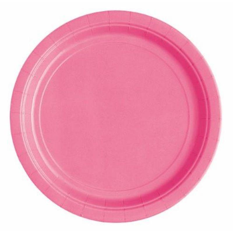 20 Pack Hot Pink Paper Plates - 18cm