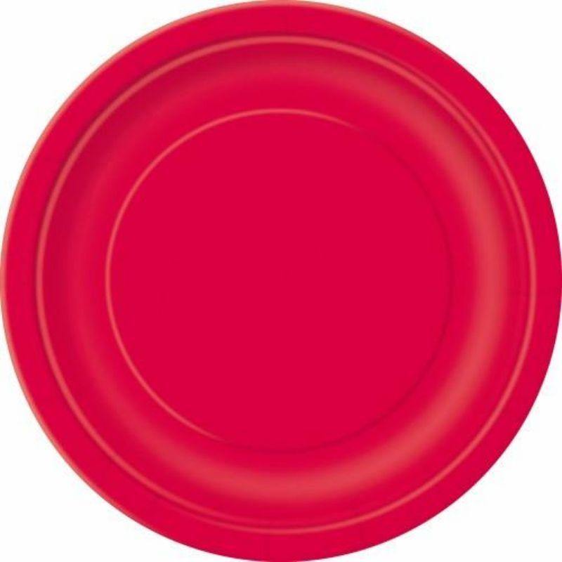 16 Pack Ruby Red Paper Plates - 23cm