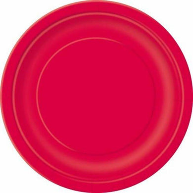 20 Pack Ruby Red Paper Plates - 18cm - The Base Warehouse