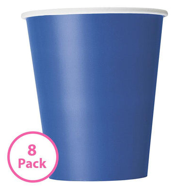 8 Pack Royal Blue Paper Cups - 270ml - The Base Warehouse