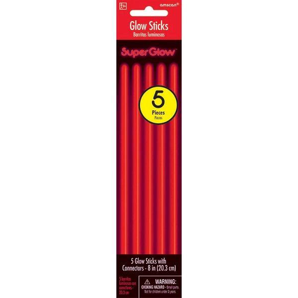 5 Pack Red Glow Sticks - The Base Warehouse