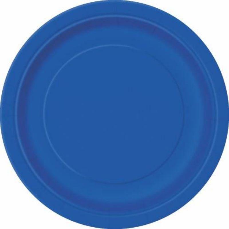 16 Pack Royal Blue Paper Plates - 23cm - The Base Warehouse