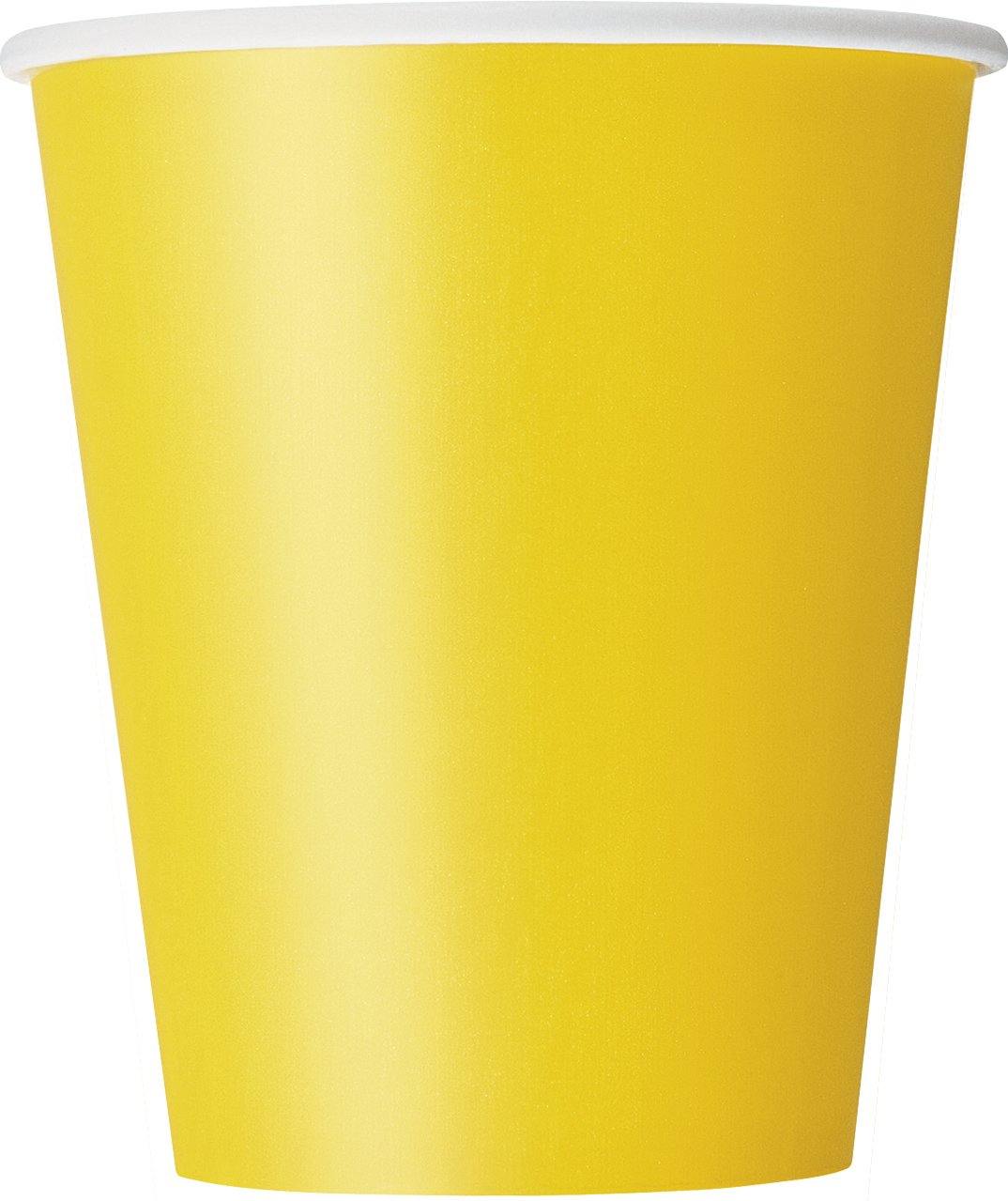 8 Pack Sunflower Yellow Paper Cups - 270ml - The Base Warehouse