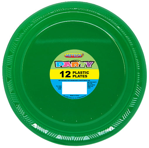 12 Pack Emerald Green Plastic Plates - 18cm - The Base Warehouse