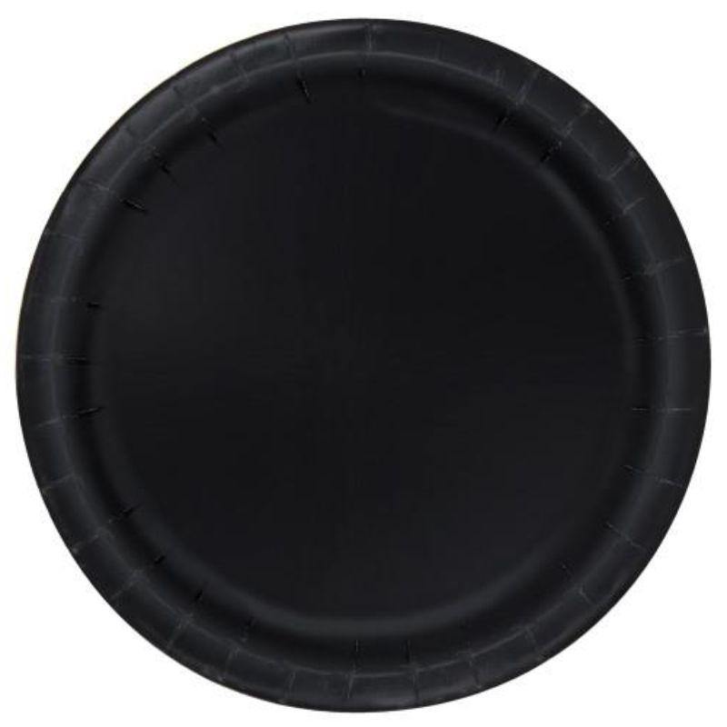 16 Pack Midnight Black Paper Plates - 23cm - The Base Warehouse