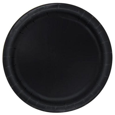 16 Pack Midnight Black Paper Plates - 23cm - The Base Warehouse