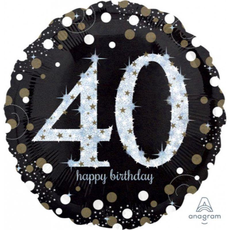 Holographic Sparkling 40th Birthday Foil Balloon - 71cm - The Base Warehouse