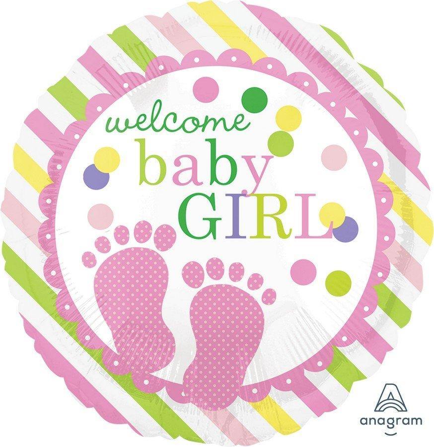 Baby Feet Girl Round Foil Balloon - 45cm - The Base Warehouse