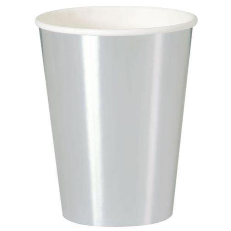 8 Pack Silver Foil Paper Cups - 270ml - The Base Warehouse