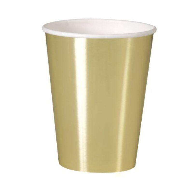 8 Pack Gold Foil Paper Cups - 355ml - The Base Warehouse