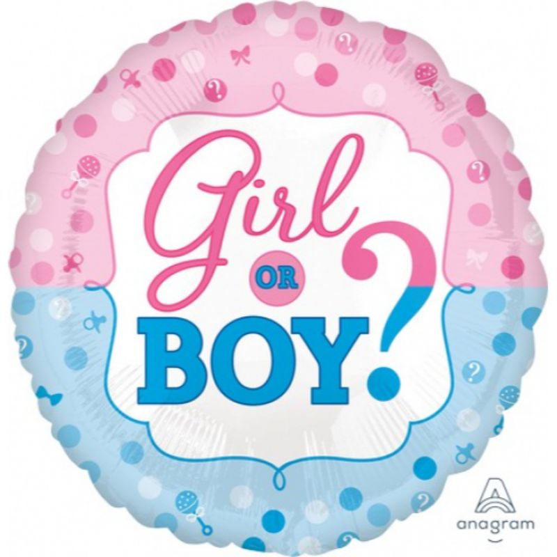 Gender Reveal Girl or Boy Foil Balloon - 45cm