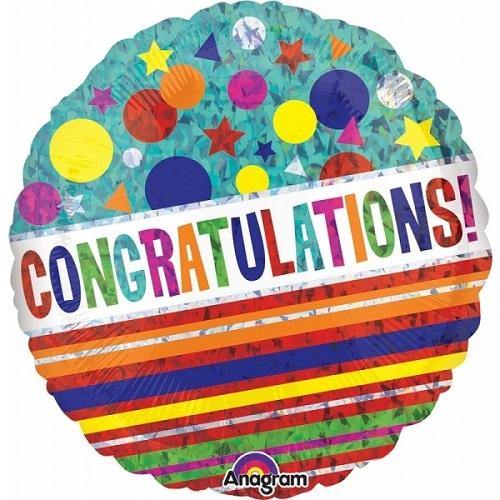 Multi Coloured Congratulations Foil Balloon - The Base Warehouse