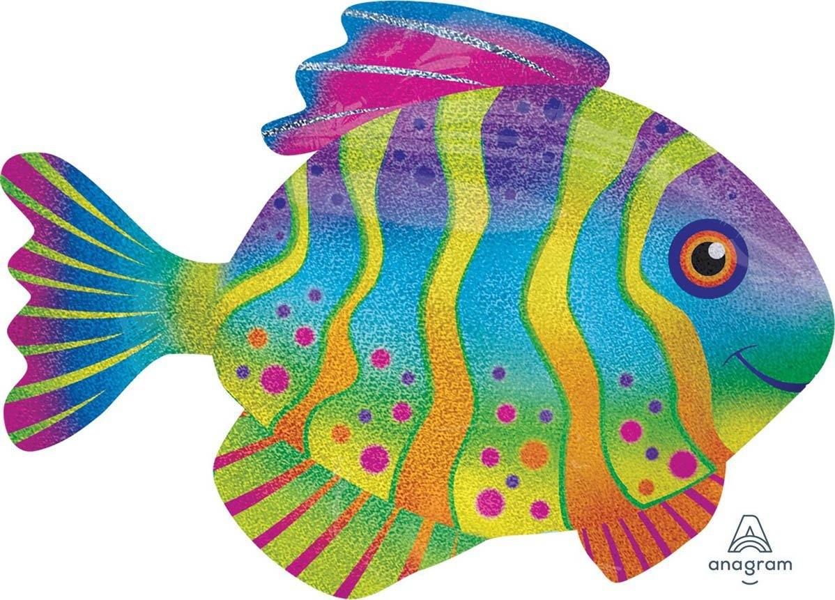SuperShape Holographic Colourful Fish Foil Balloon - 83cm x 58cm - The Base Warehouse