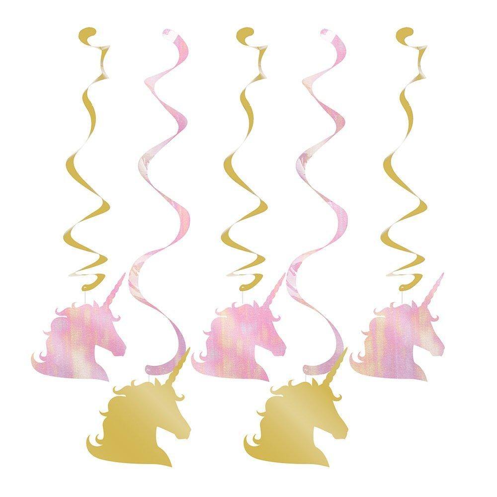 5 Pack â Pink & Gold Unicorn Hanging Swirls - The Base Warehouse