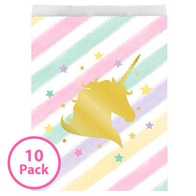 10 Pack Unicorn Lolly Paper Bags - 22cm x 16cm - The Base Warehouse