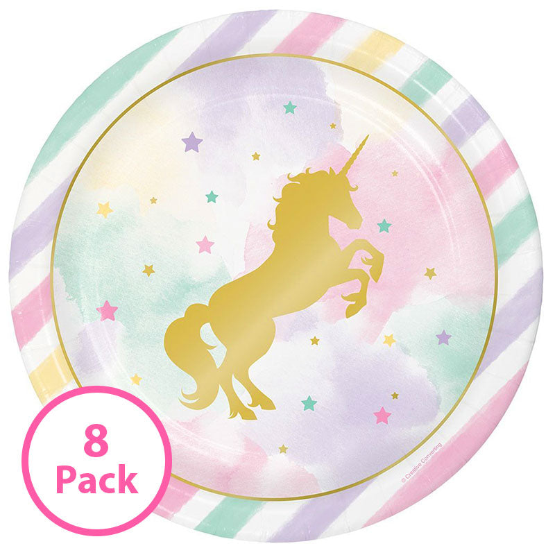 8 Pack – Large Unicorn Paper Dessert Plates