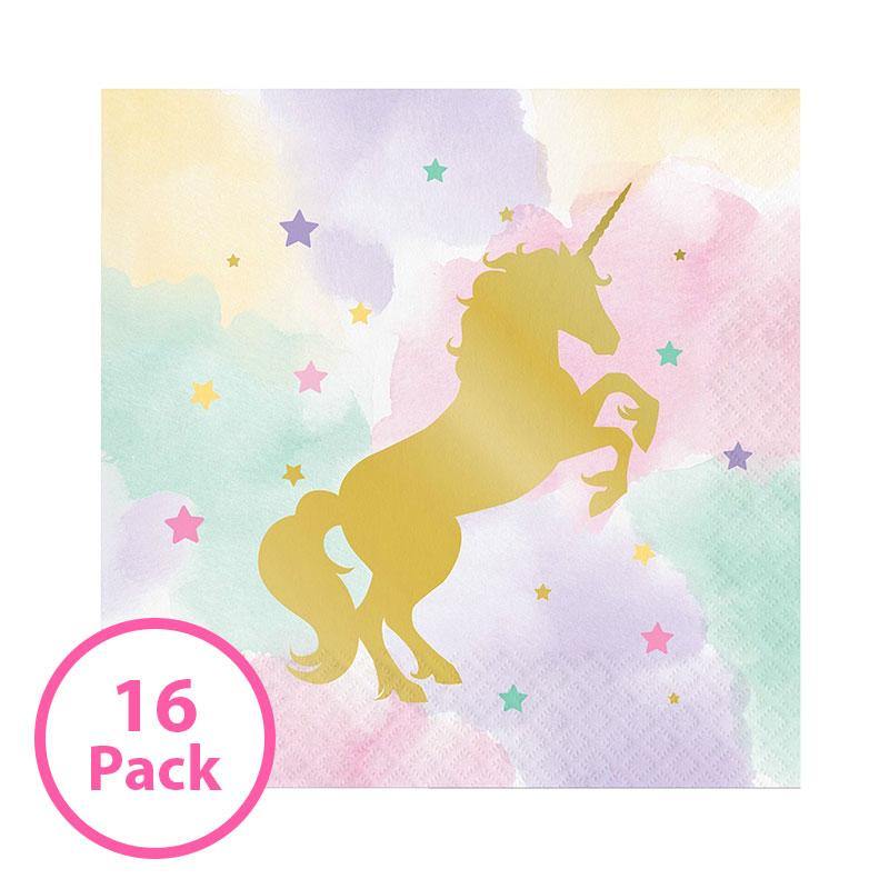 16 Pack Unicorn Sparkle Lunch Napkins - 32cm - The Base Warehouse
