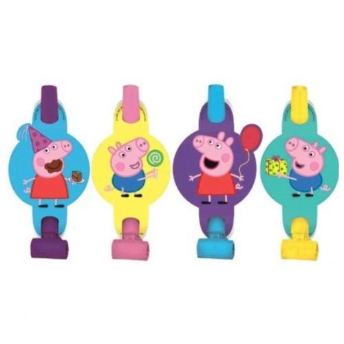 8 Pack Peppa Pig Party Blowouts with Medallions - The Base Warehouse