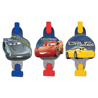 8 Pack Blue/Red/Yellow Cars 3 Blowouts - 13cm - The Base Warehouse