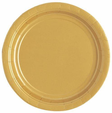 20 Pack New Gold Paper Plates - 18cm - The Base Warehouse