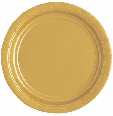 16 Pack New Gold Paper Plates - 23cm - The Base Warehouse