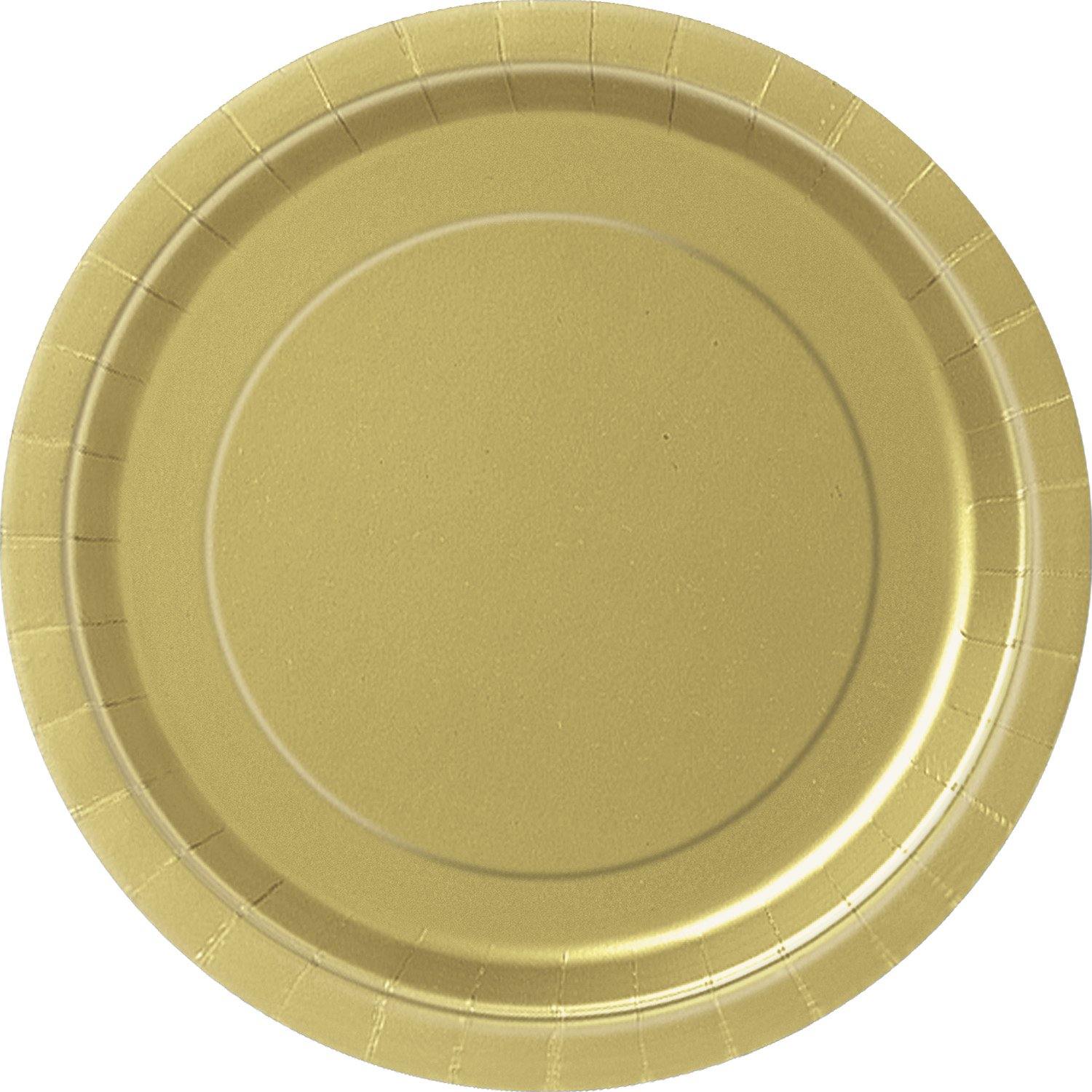 8 Pack Gold Paper Plates - 23cm - The Base Warehouse