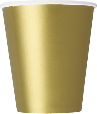 8 Pack Gold Paper Cups - 270ml - The Base Warehouse