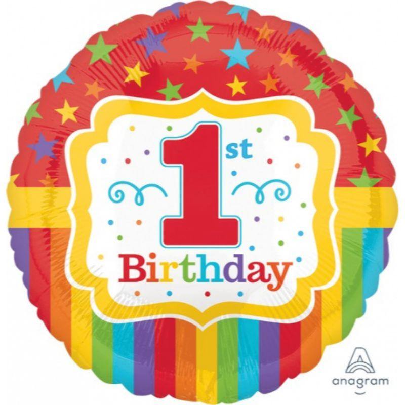 Rainbow 1st Birthday Foil Balloon - 45cm - The Base Warehouse