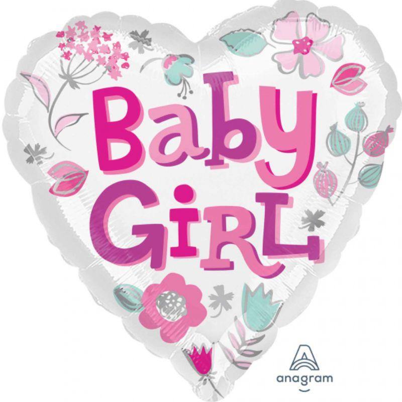 Baby Girl Heart Foil Balloon - 45cm - The Base Warehouse