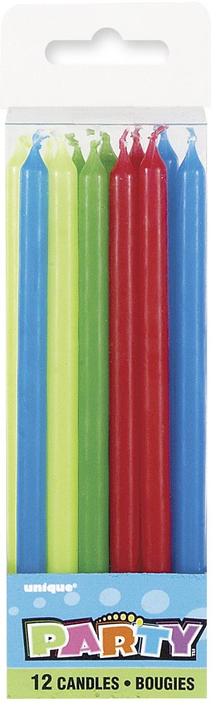 12 Pack Assorted Bright Candles - The Base Warehouse