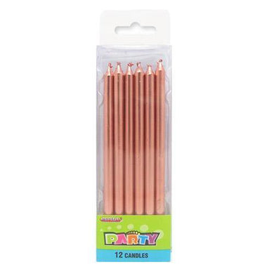 12 Pack Rose Gold Birthday Candles - The Base Warehouse