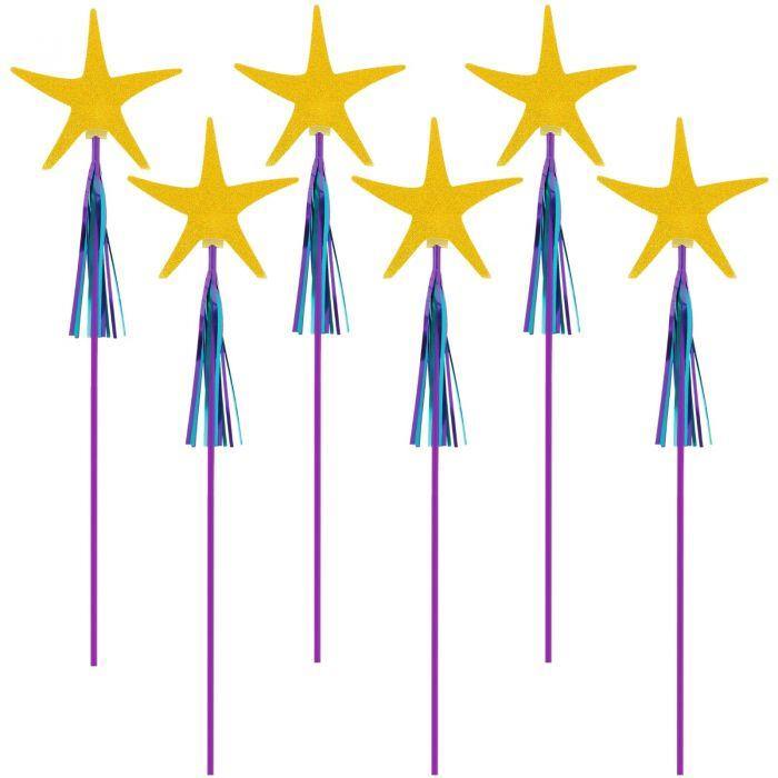 6 Pack Mermaid Wishes Starfish Wands - The Base Warehouse