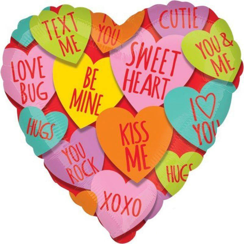 Hearts with Messages Heart Foil Balloon - 45cm
